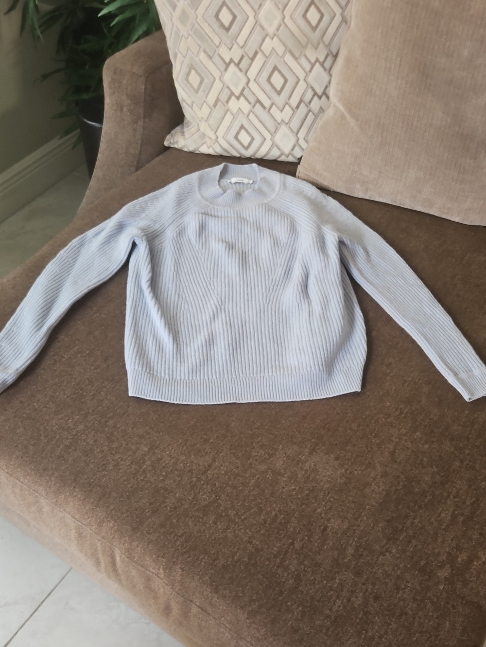 Vince Light Blue Ribbed Crewneck Sweater